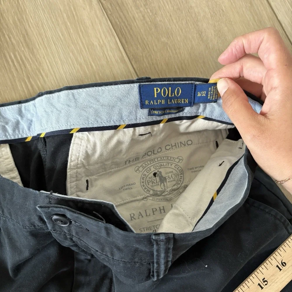 Polo Ralph Lauren The Polo Chino Pant Black Stretch Straight Classic Fit - 36x32